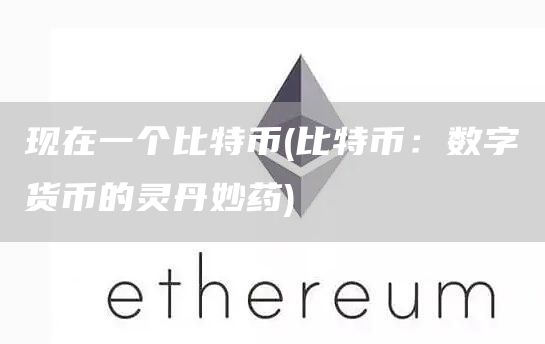 现在一个比特币 - 比特币：数字货币的灵丹妙药